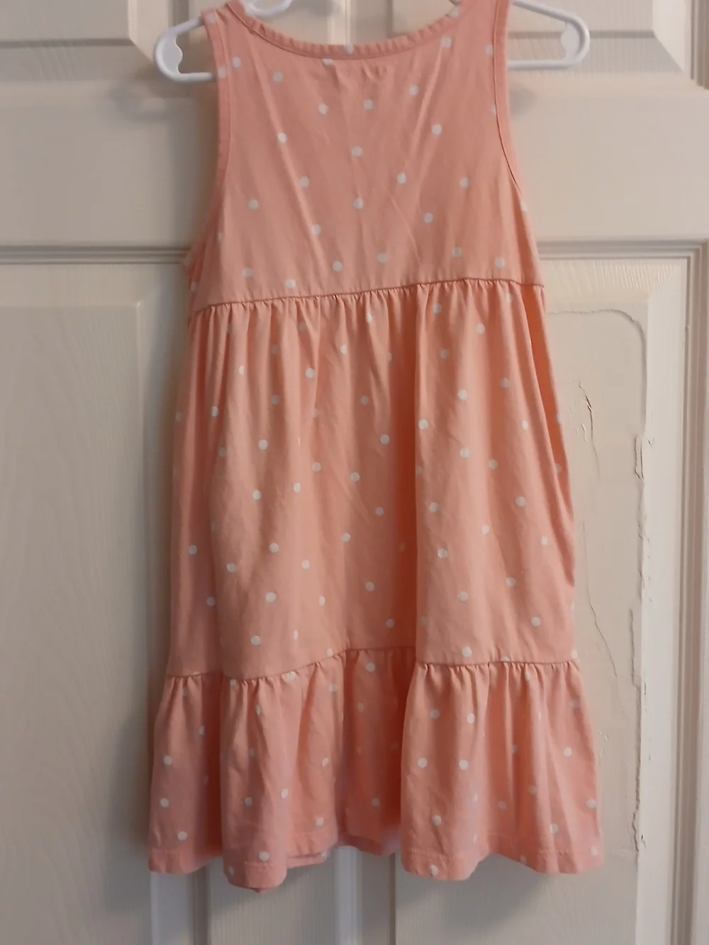 Old Navy Peach Polka Dot Sleeveless Tiered Dress